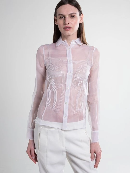 Foto van product Overhemdblouse Gianfranco Ferre zijde - wit