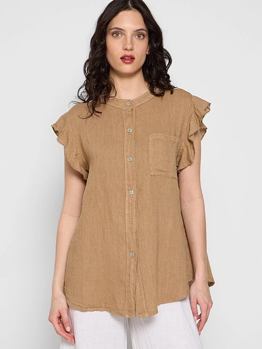 Foto van product Overhemdblouse Le Monde du Lin camel