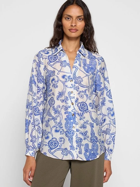 Foto van product Overhemdblouse Never Fully Dressed blauw