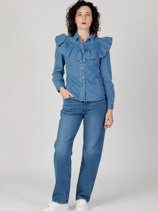 Foto van product Overhemdblouse Only donkerblauw denim