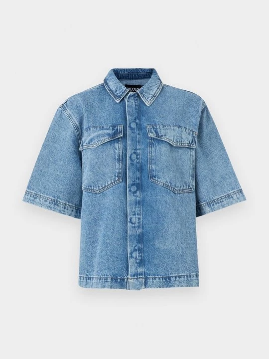 Foto van product Overhemdblouse Pieces lichtblauw