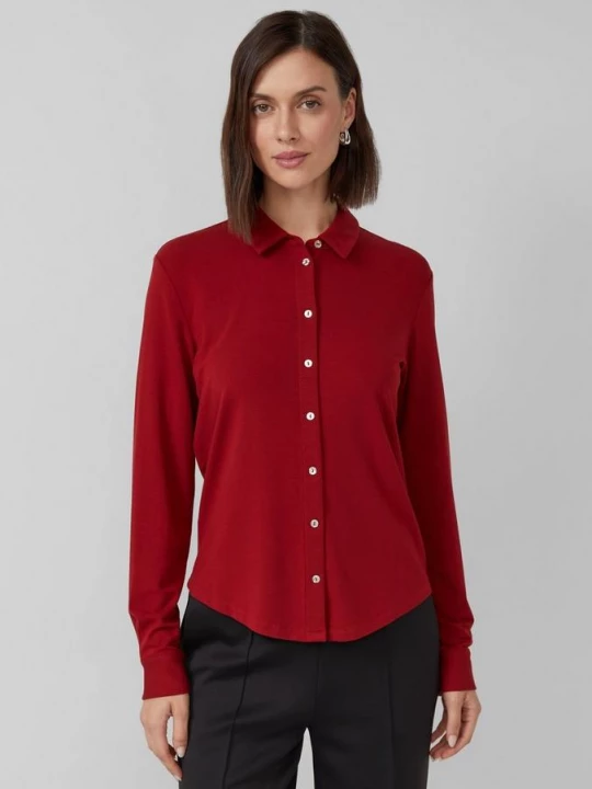 Foto van product Overhemdblouse van viscosemix met parelmoeren knopen s.Oliver rood