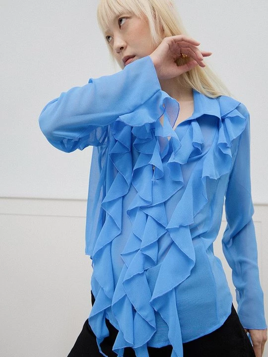 Foto van product Overhemdblouse Versace Jeans Couture lichtblauw