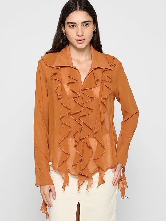 Foto van product Overhemdblouse Versace Jeans Couture okergeel