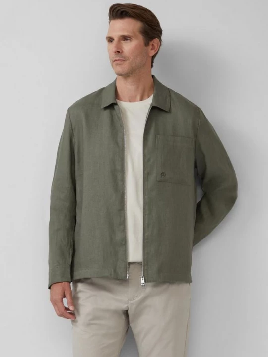 Foto van product Overshirt van linnen met steekzakken s.Oliver olijfgroen