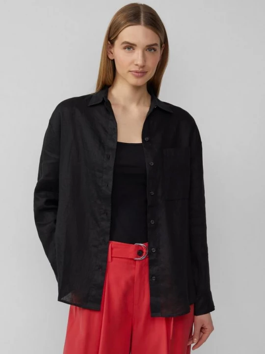 Foto van product Oversized blouse van puur linnen s.Oliver zwart