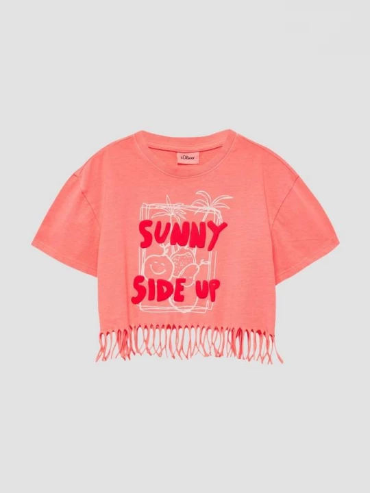 Foto van product Oversized fit shirt met print en franjes s.Oliver
