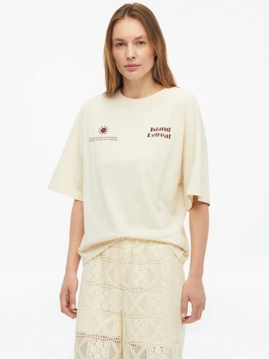 Foto van product Oversized katoenen T-shirt met print s.Oliver beżowy