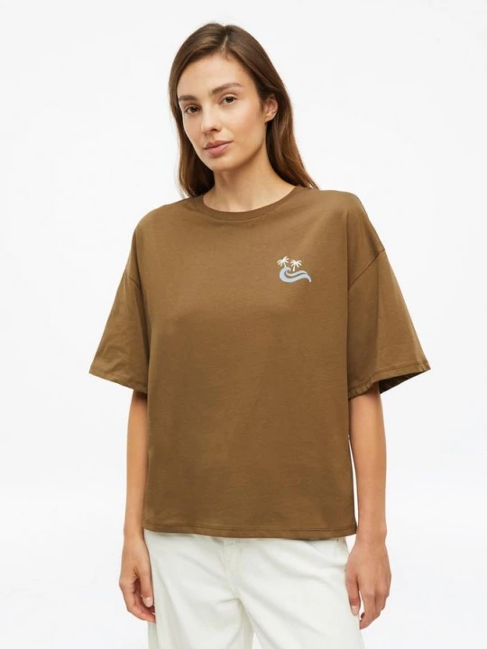 Foto van product Oversized katoenen T-shirt met print s.Oliver bruin