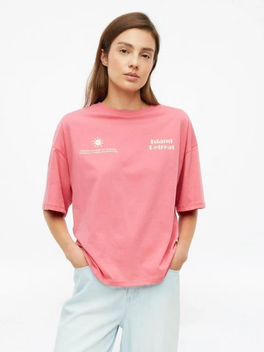 Foto van product Oversized katoenen T-shirt met print s.Oliver roze