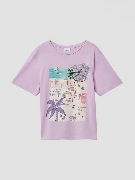Foto van product Oversized shirt met fotoprint s.Oliver paars