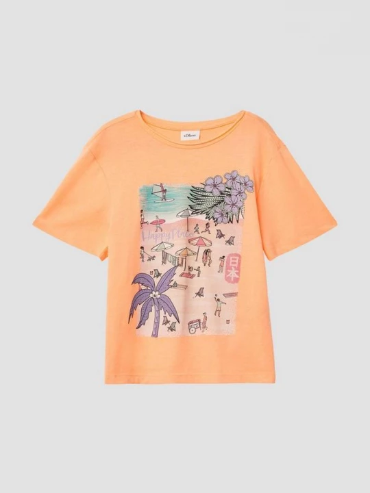 Foto van product Oversized shirt met fotoprint s.Oliver sinaasappel