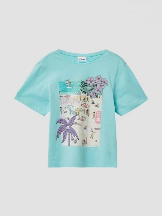 Foto van product Oversized shirt met fotoprint s.Oliver turkooizen