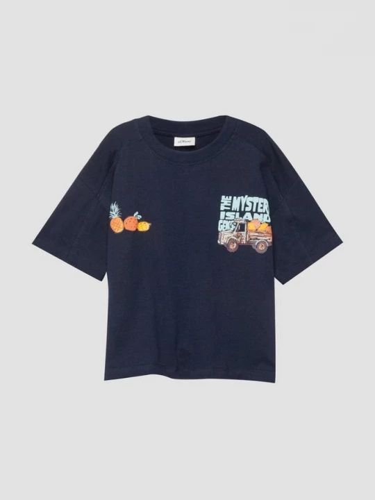 Foto van product Oversized shirt met print en naaddetail s.Oliver blauw