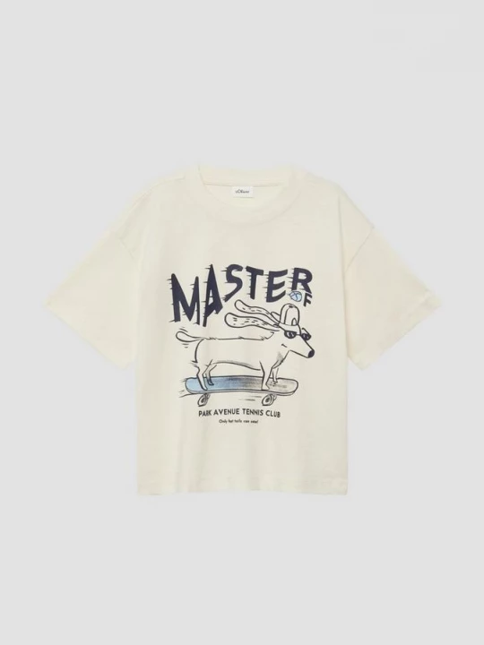 Foto van product Oversized shirt met print op de voorkant s.Oliver crème