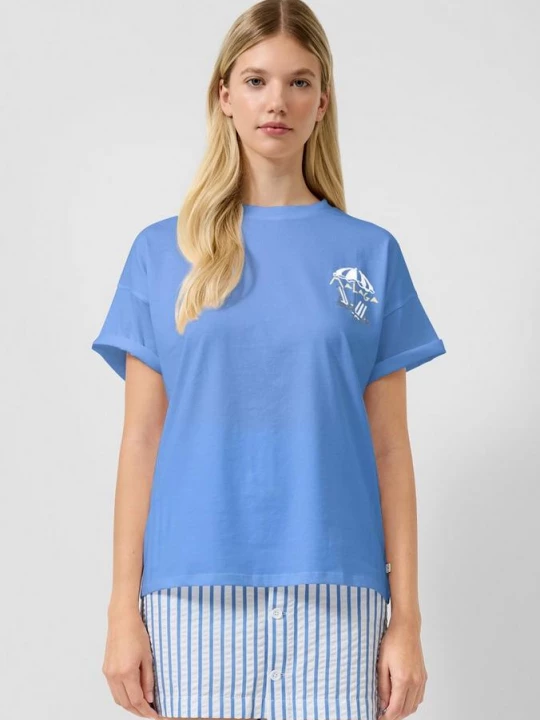 Foto van product Oversized shirt met rugprint QS blauw