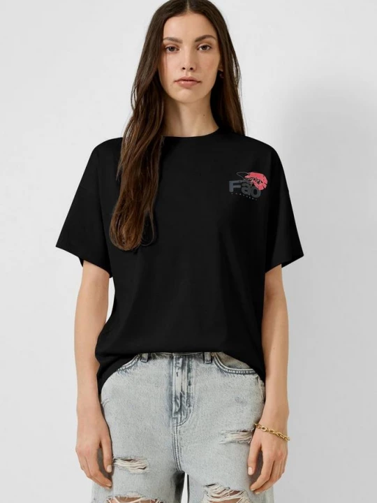 Foto van product Oversized shirt met rugprint QS zwart