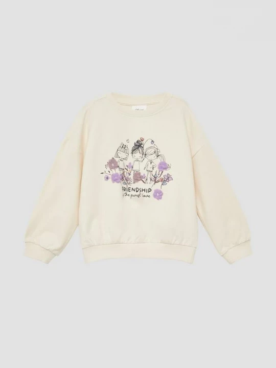 Foto van product Oversized sweatshirt met frontprint en bloemenapplicatie s.Oliver beżowy