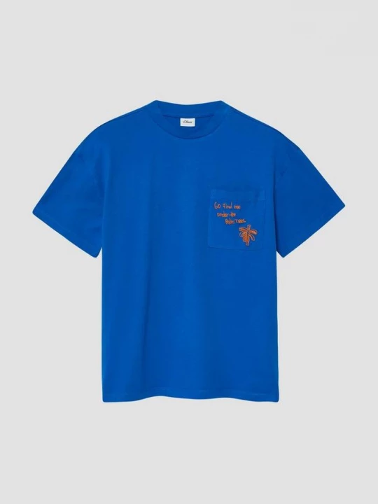 Foto van product Oversized T-shirt met borduursel en borstzak s.Oliver blauw