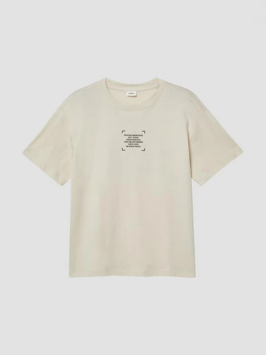 Foto van product Oversized T-shirt met print op voor- en achterkant s.Oliver beżowy