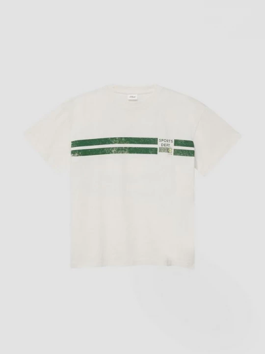 Foto van product Oversized T-shirt met print op voor- en achterkant s.Oliver crème