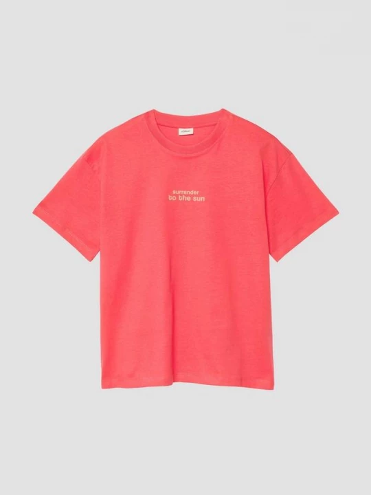 Foto van product Oversized T-shirt met print op voor- en achterkant s.Oliver rood