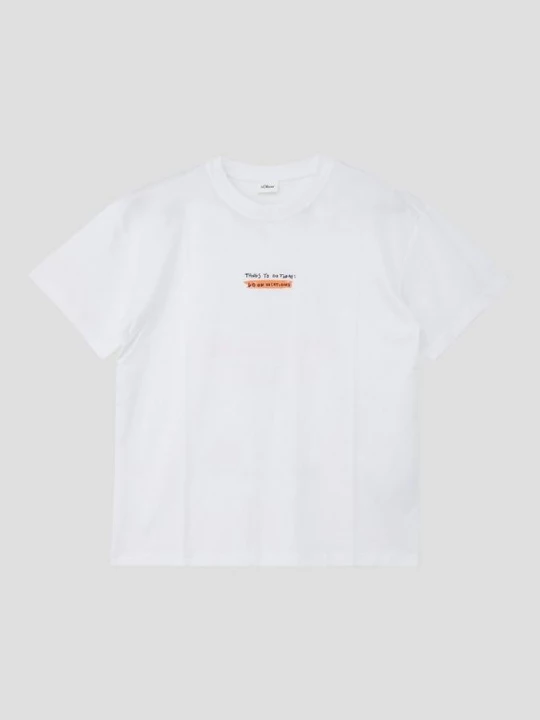Foto van product Oversized T-shirt met print op voor- en achterkant s.Oliver wit
