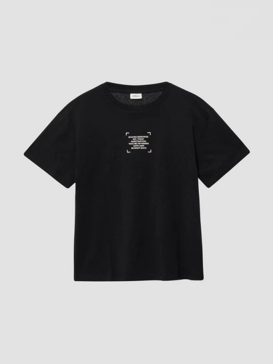 Foto van product Oversized T-shirt met print op voor- en achterkant s.Oliver zwart