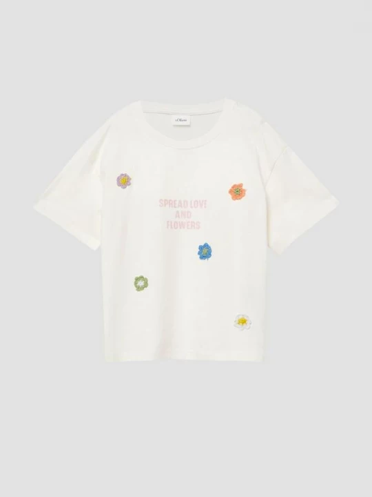Foto van product Oversized T-shirt met print op voorzijde en applicaties s.Oliver crème
