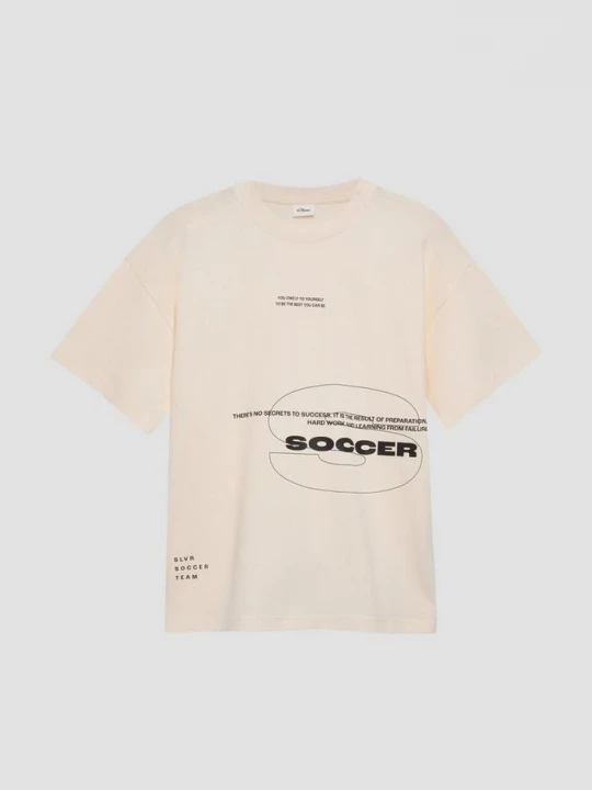 Foto van product Oversized T-shirt met voorprint en naaddetail s.Oliver crème