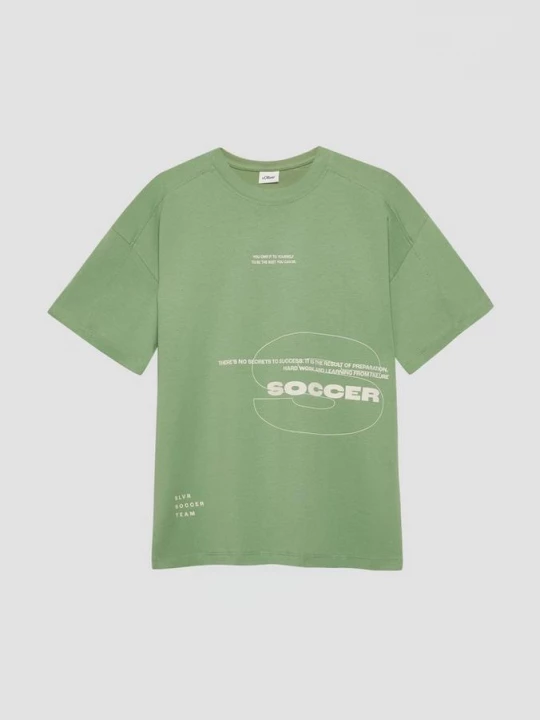 Foto van product Oversized T-shirt met voorprint en naaddetail s.Oliver groen