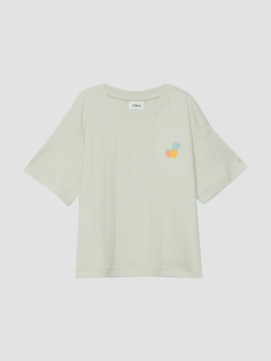 Foto van product Oversized T-shirt van gestructureerde interlockjersey met borduursel s.Oliver crème