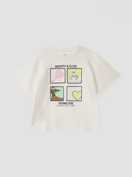 Foto van product Oversized T-shirt van lichtgewicht sweatstof met print op de voorkant s.Oliver crème