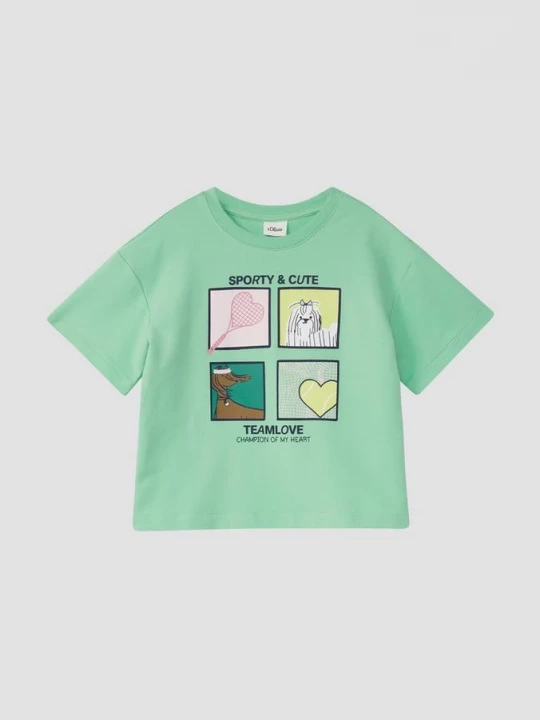 Foto van product Oversized T-shirt van lichtgewicht sweatstof met print op de voorkant s.Oliver groen