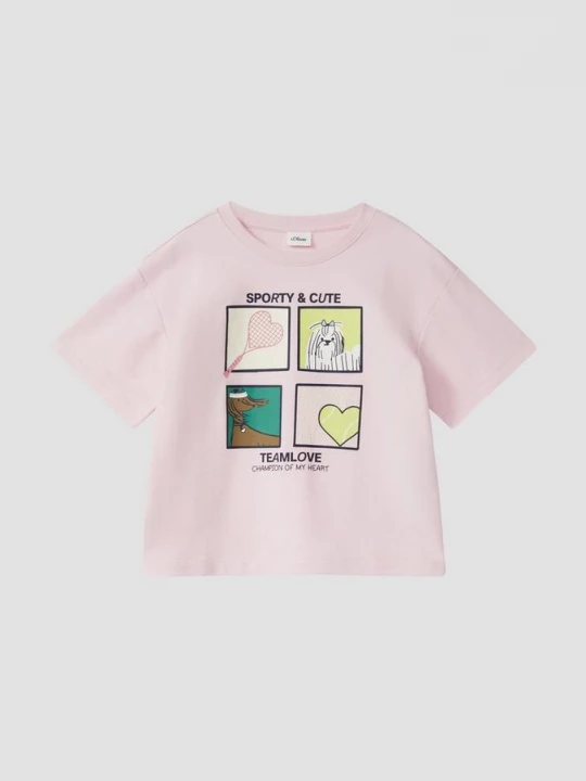 Foto van product Oversized T-shirt van lichtgewicht sweatstof met print op de voorkant s.Oliver roze