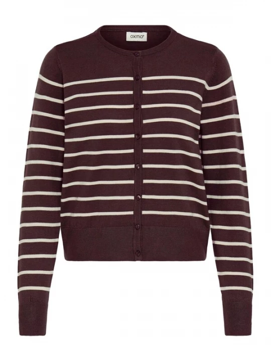Foto van product Oxmo Gebreid vest 'Fkeana' chocoladebruin / wit