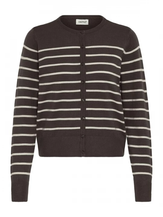 Foto van product Oxmo Gebreid vest 'Fkeana' ecru / donkerbruin