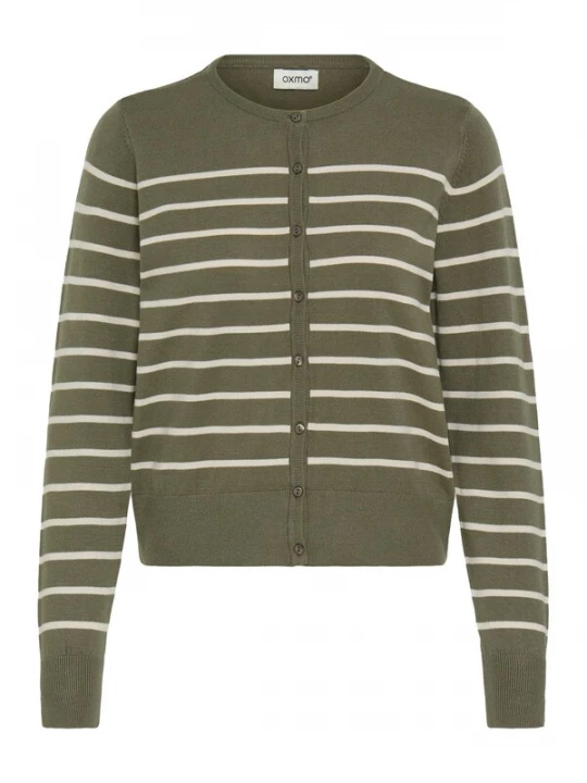 Foto van product Oxmo Gebreid vest 'Fkeana' olijfgroen / wit
