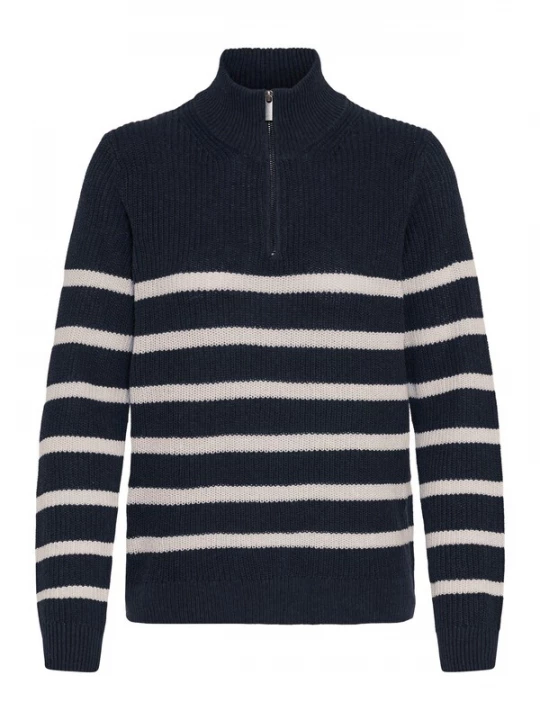 Foto van product Oxmo Trui 'Sanva' beige / donkerblauw