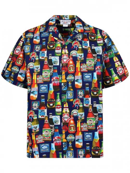 Foto van product Pacific Legend Overhemd 'Bierflaschen Allover' blauw