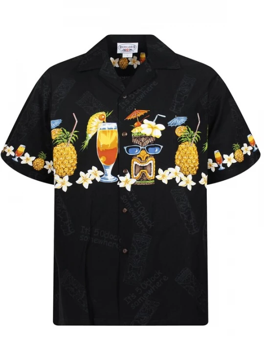 Foto van product Pacific Legend Overhemd 'Cocktail Ananas' zwart