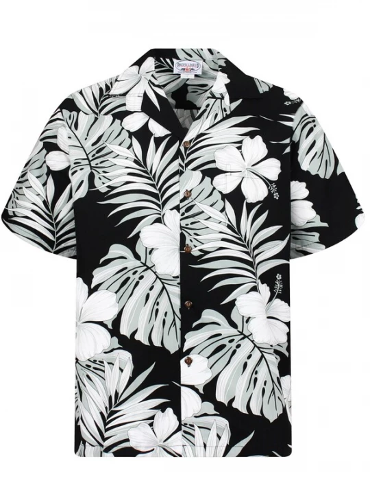 Foto van product Pacific Legend Overhemd 'Palmenblätter' zwart / wit