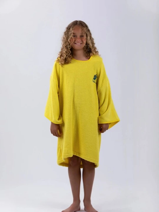 Foto van product Pacifique Sud Badjas 'Poncho Surf' citroengeel
