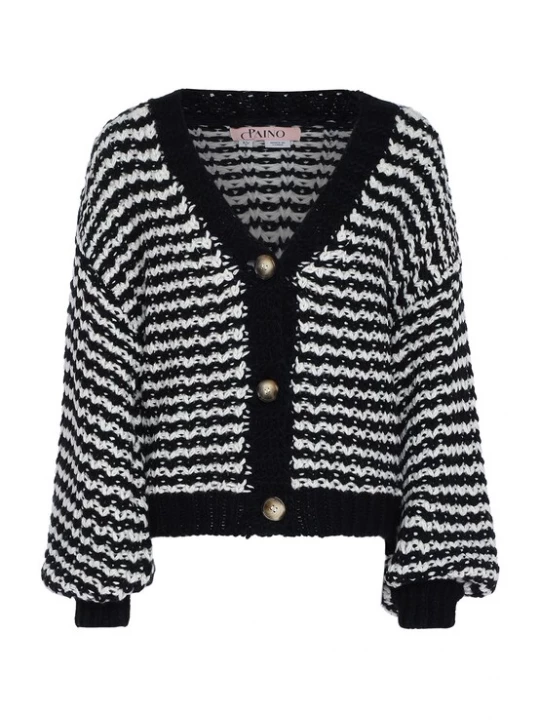 Foto van product paino Gebreid vest zwart / wolwit