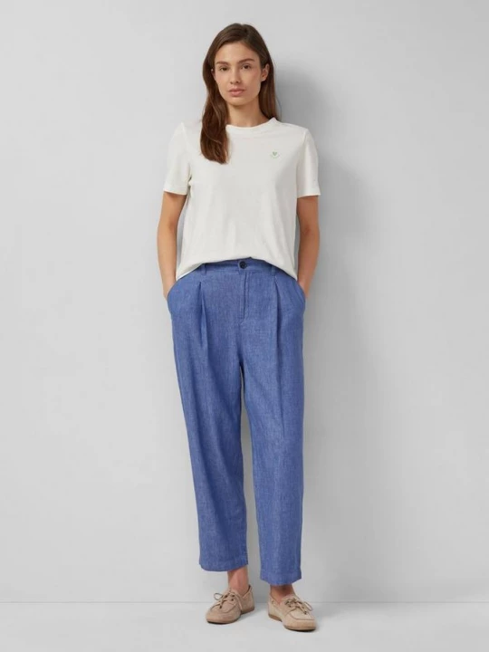 Foto van product Pantalon van linnenmix met elastische tailleband en kruispijp s.Oliver blauw