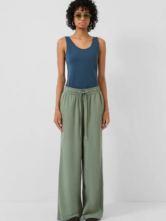 Foto van product Pantalon van linnenmix met wijde pijpen QS petrol