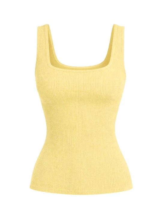 Foto van product PANTHEROAR Top 'Caro Neck Sleeveless Top' pasteelgeel