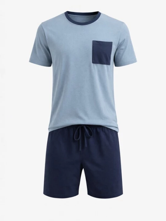 Foto van product PANTONECLO Pyjama kort 'Pantoneclo Men’s Nightwear Set' blauw