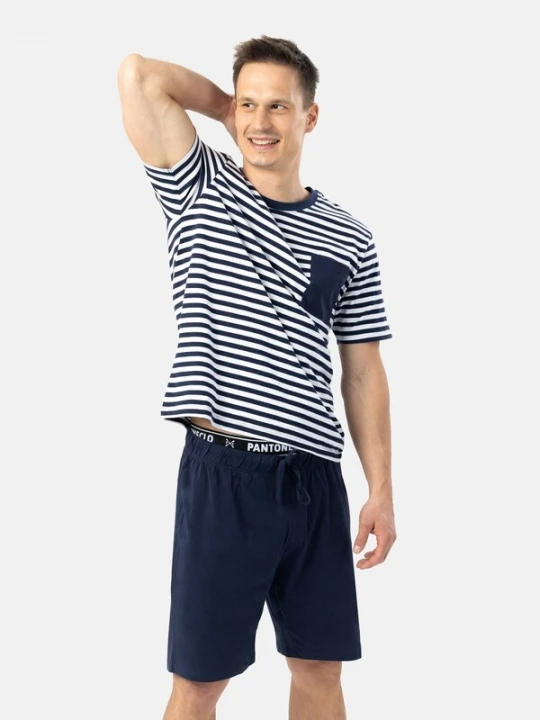 Foto van product PANTONECLO Pyjama kort 'Pantoneclo Men’s Nightwear Set' zwart / wit
