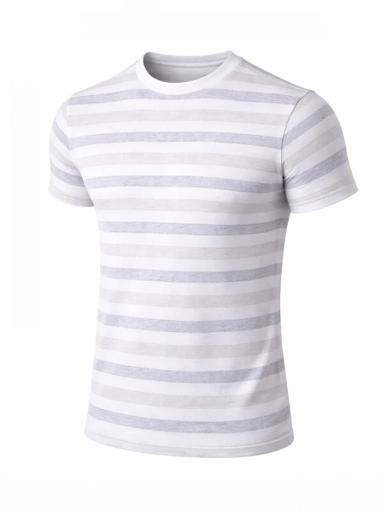 Foto van product PANTONECLO Shirt 'Pantoneclo Men’s Crew Neck Short Sleeve T-Shirt' beige / blauw / wit